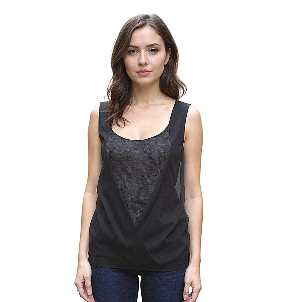 Express Layered-Look Sparkle Surplice Blouse Tank Top